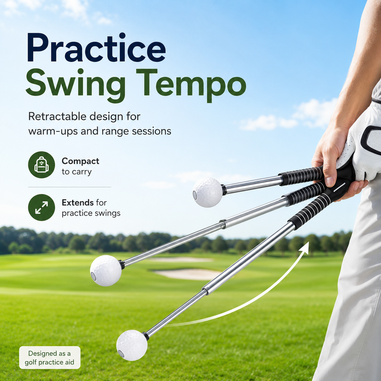 Retractable Golf Swing Trainer – 4-in-1 Practice Aid Rod