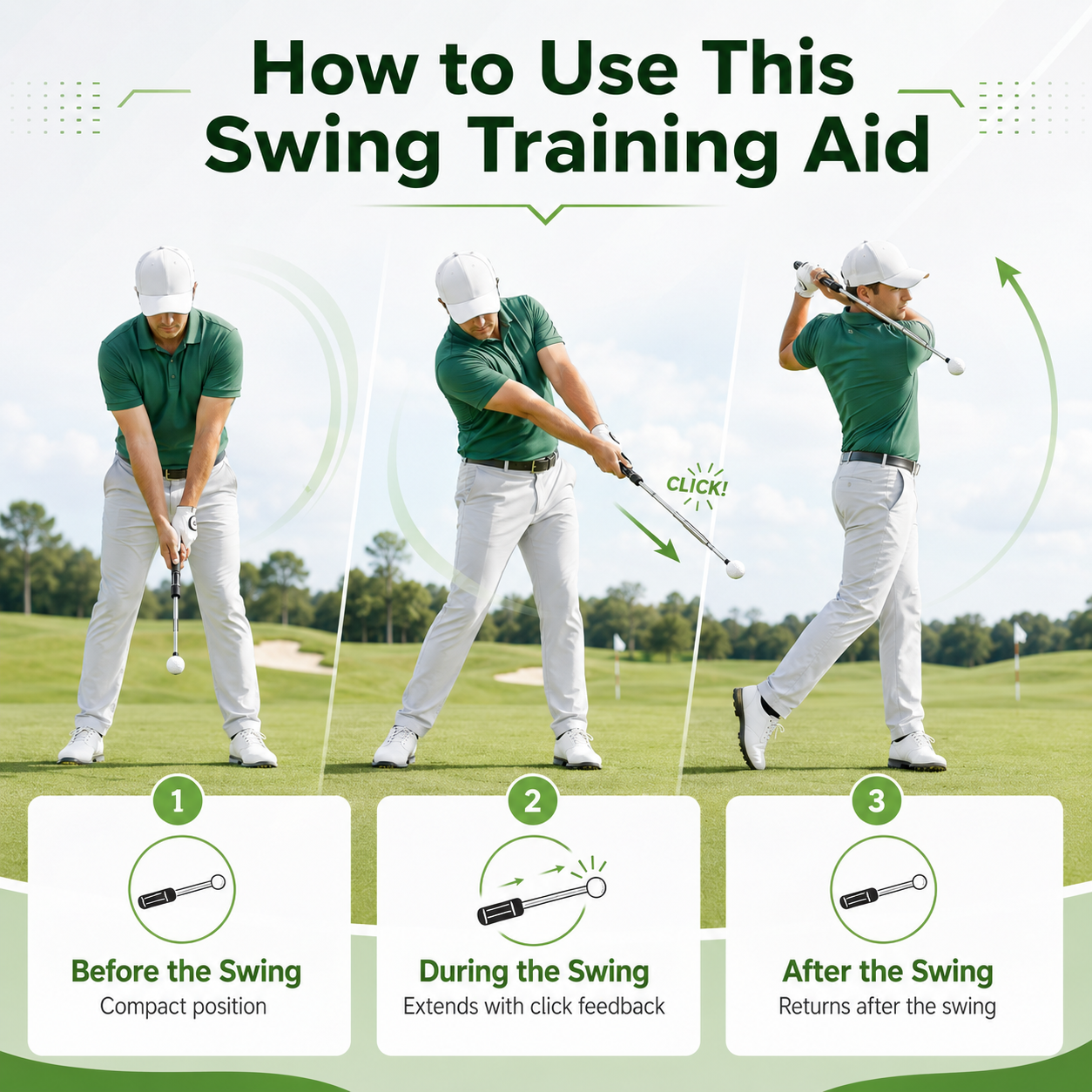 Retractable Golf Swing Trainer – 4-in-1 Practice Aid Rod