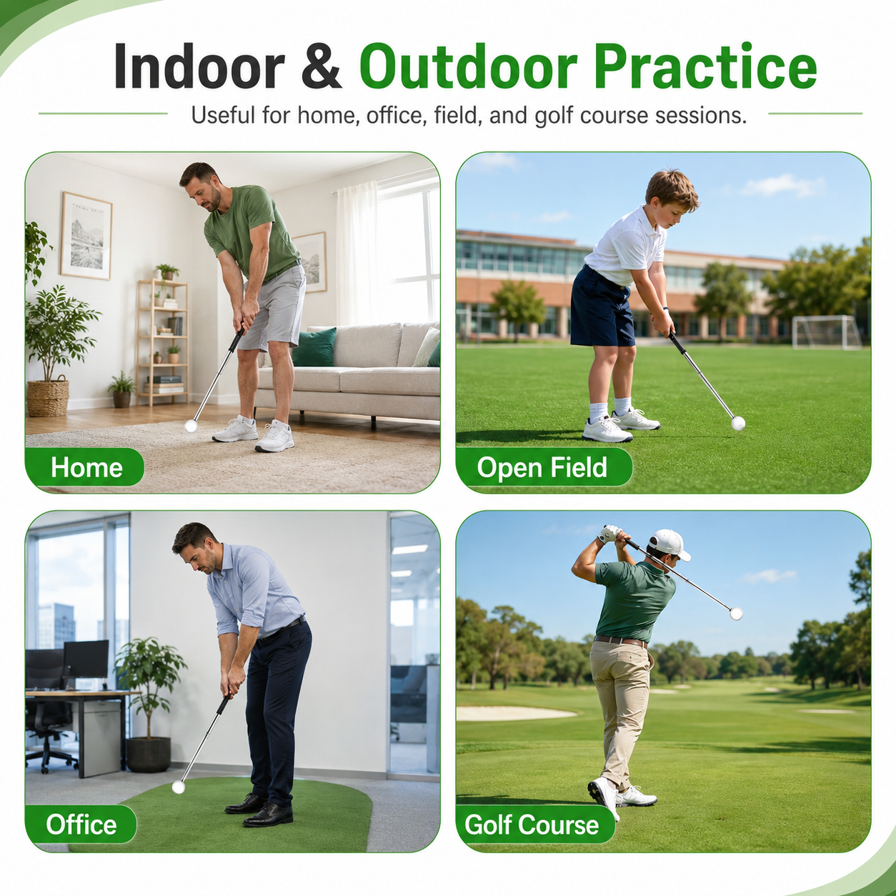 Retractable Golf Swing Trainer – 4-in-1 Practice Aid Rod